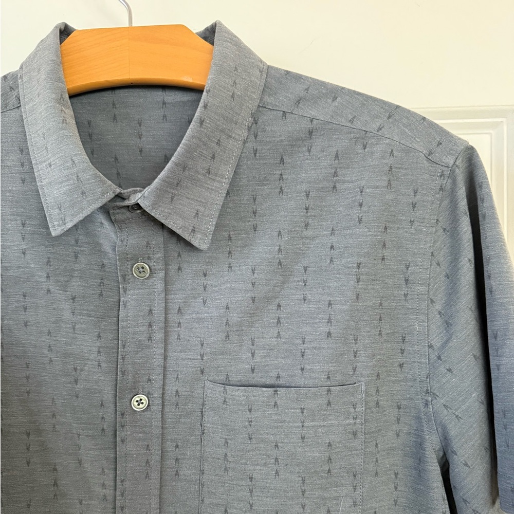 Vuori bridge button Down Geometric Blue Patterned Shirt M - Picture 3 of 8